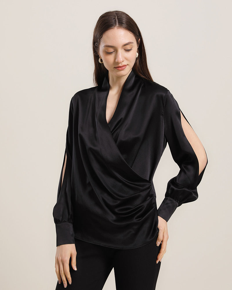 ZASILK | Women's Silk Blouse Shirts With Split Sleeves