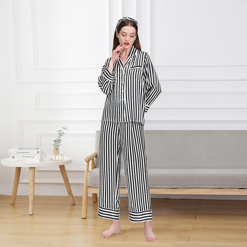 ZASILK | Classic Striped Silk Pajamas, 19 Momme Self-Tie Waist