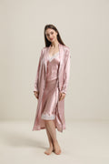 ZASILK | 22 Momme Contrast Trim Full Length Silk Robe, Luxurious Comfort with Timeless Elegance