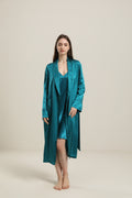 ZASILK | 22 Momme Contrast Trim Full Length Silk Robe, Luxurious Comfort with Timeless Elegance