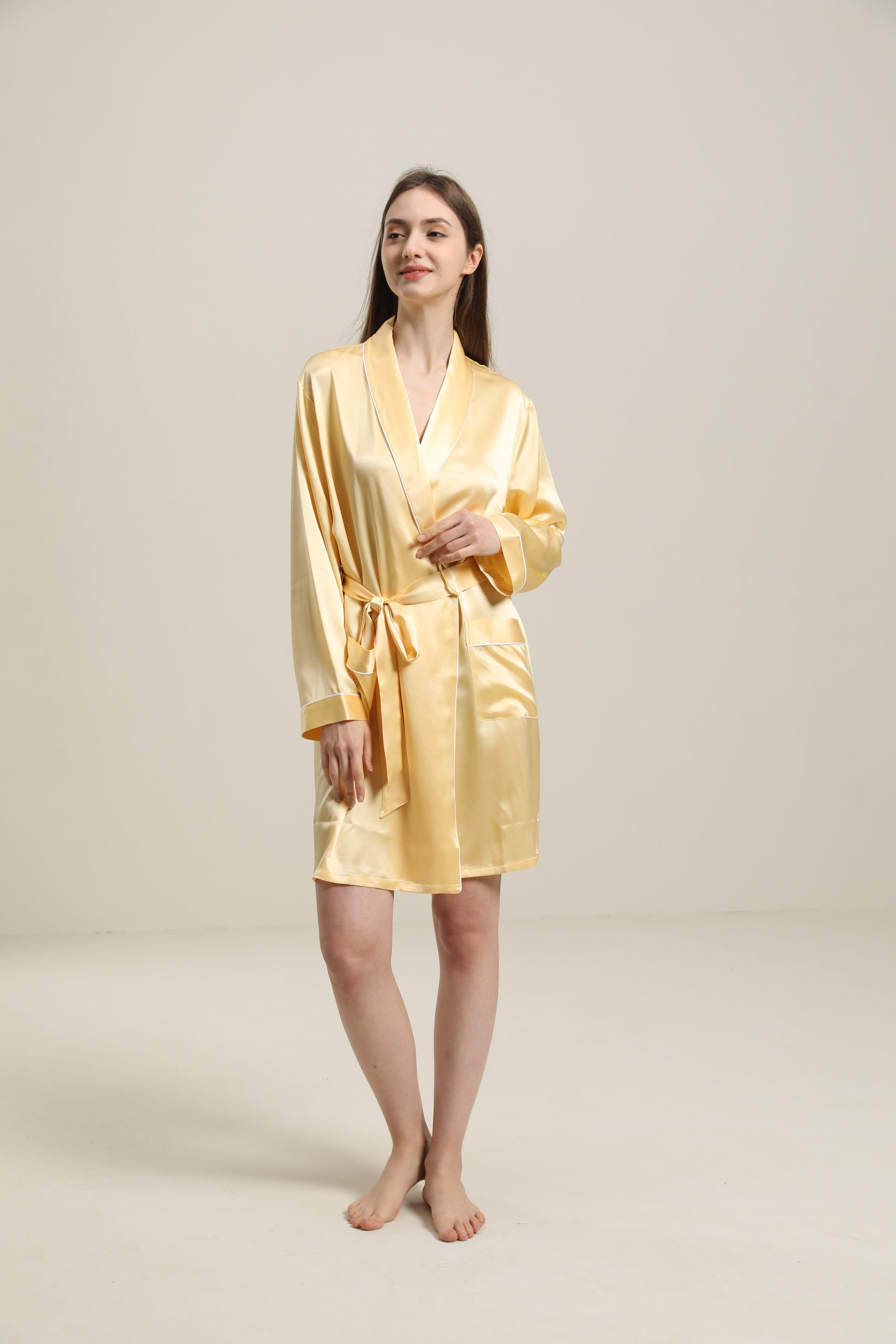 ZASILK | 22 Momme Classic Mid Length Silk Robe for Women, Timeless Comfort with Understated Luxury