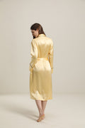 ZASILK | 22 Momme Contrast Trim Full Length Silk Robe, Luxurious Comfort with Timeless Elegance