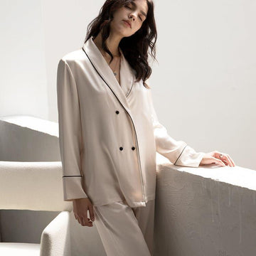 ZASILK | 22 Momme Classic Long Silk Pajamas, Luxurious Comfort for Relaxed Mornings