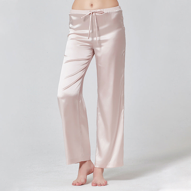 ZASILK | Women's Simple Casual Straight Leg Silk Sleep Pants