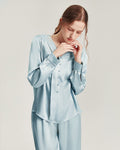 ZASILK | Silk V-Neck Elegant Nightwear, 19 Momme Two-Piece Luxury Pajama Set